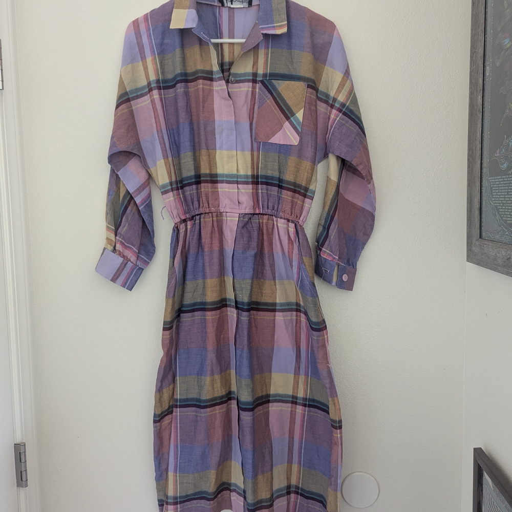 Plaid Long-Sleeve Dress